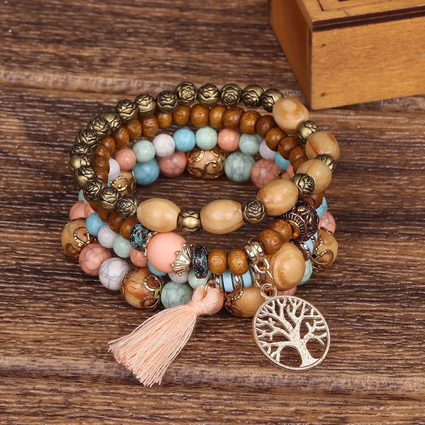 4pcs Bohemian Tree of Life Bracelet Set