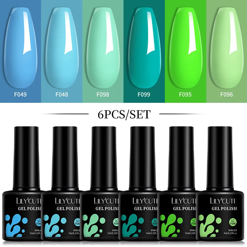 6pcs Bright Pink Gel Nail Polish Set – 7ml, UV/LED Soak Off