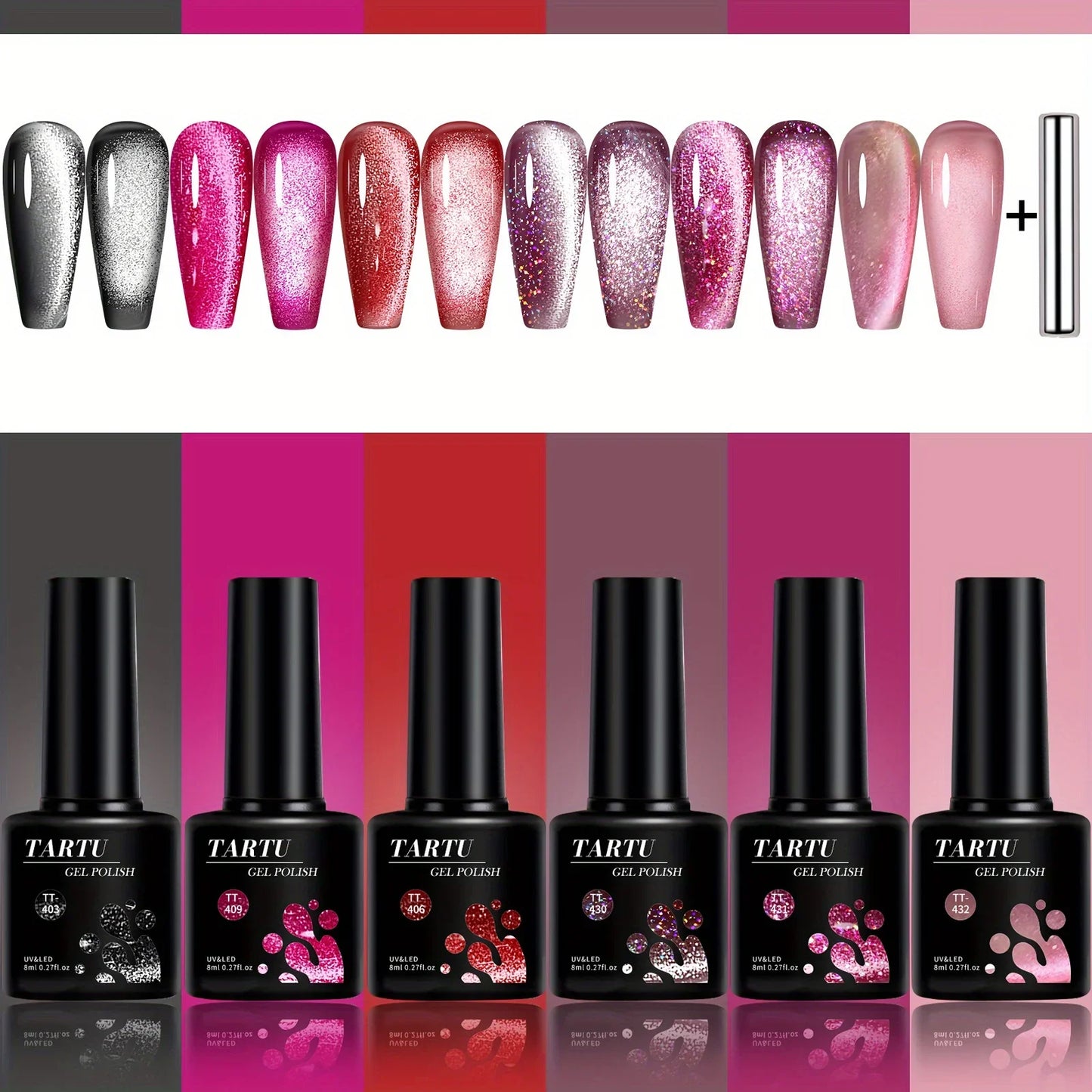 6pcs Cat Eye Gel Nail Polish Set – 8ml, UV/LED Soak Off, Salon & DIY Use