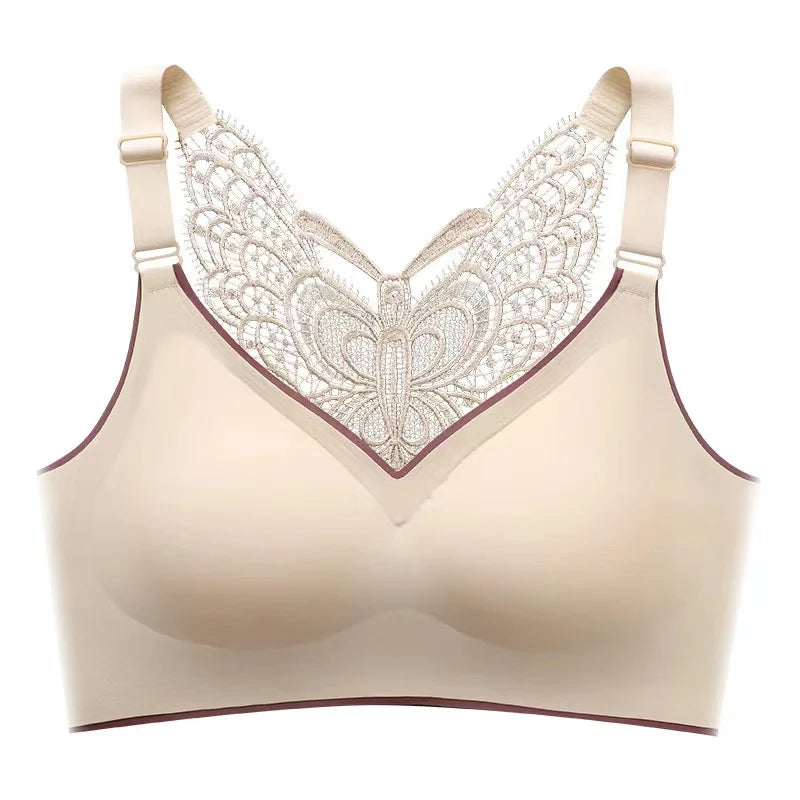 Sexy butterfly back seamless sports bra, no steel ring, shockproof, comfortable, gathering, large size.
