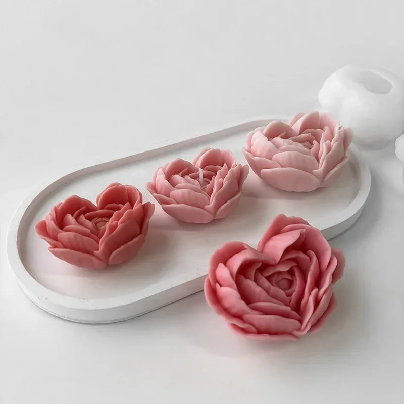 Love Flower Silicone Mold – Heart Shaped Rose for Candle, Soap, Resin, and Cake DIY