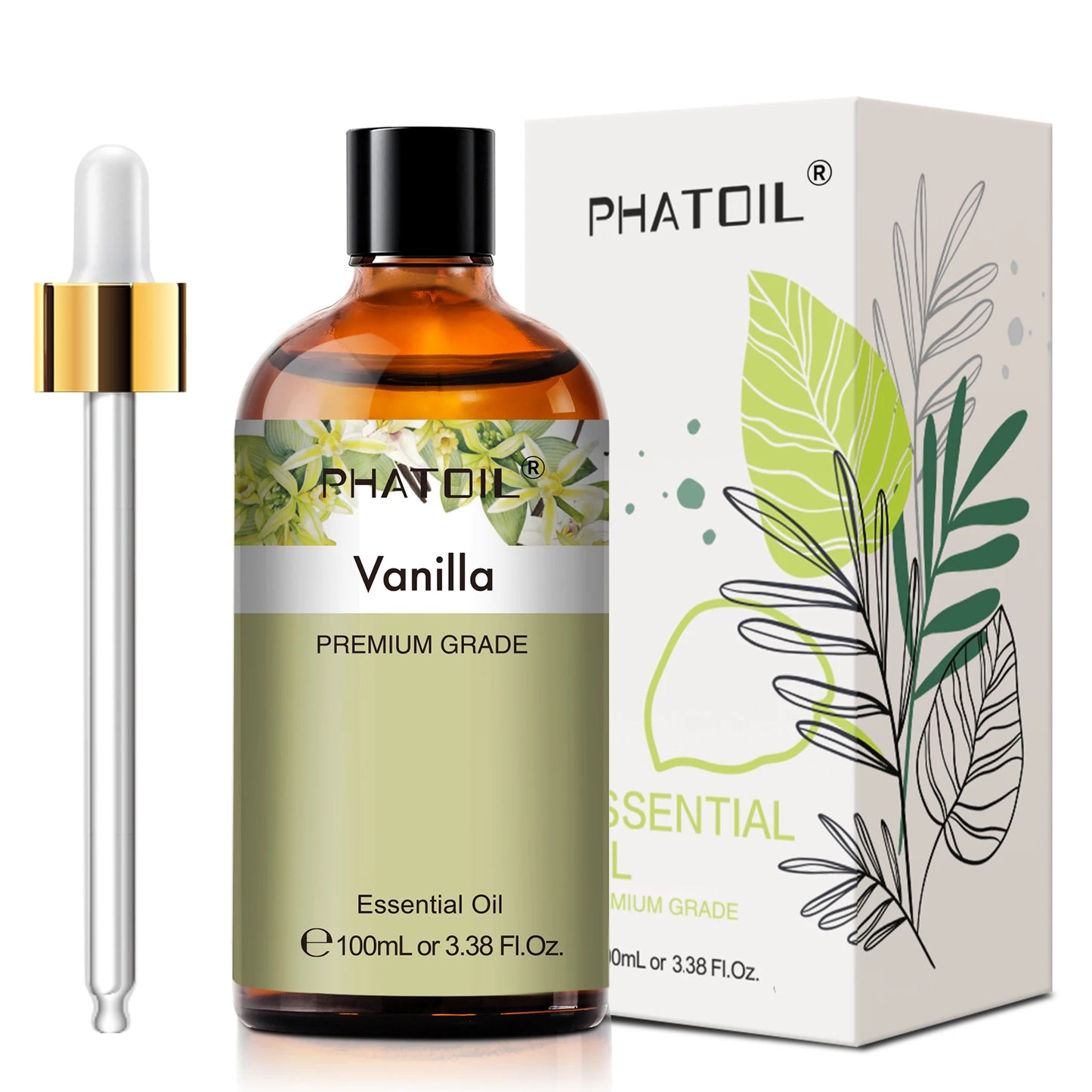 PHATOIL 100ml Aroma Oils – Eucalyptus, Lavender, Vanilla, Jasmine, Lemon, Bergamot for Diffuser & Candle Making