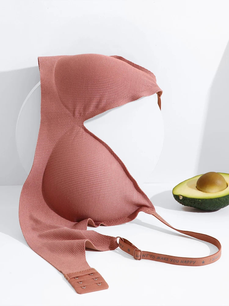 4pcs Deep V Padded Bralette Women Wireless Stripe Bras, Sexy Push-Up, Comfortable Lingerie.