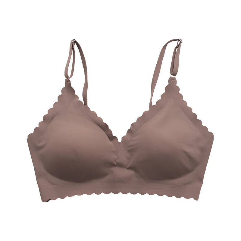 Seamless Wire-Free Padded Bra – 9 Colors, Wavy Edge, Invisible Yoga Wear