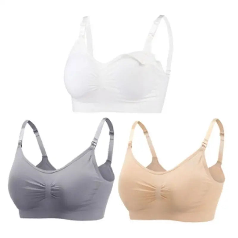3pcs Maternity Nursing Bras – Seamless, Breathable, Cotton, Push-Up