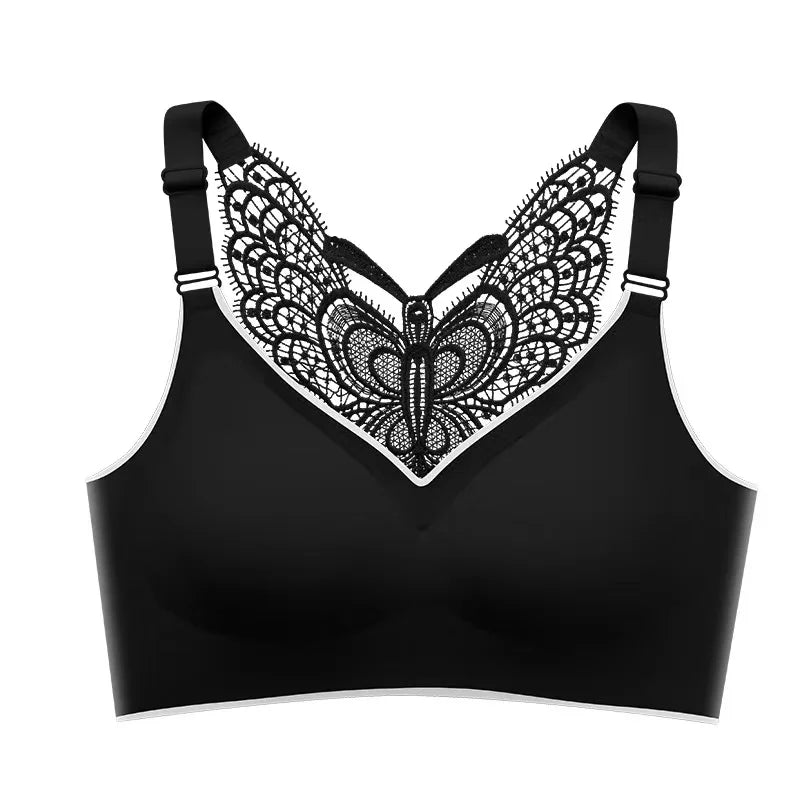Sexy butterfly back seamless sports bra, no steel ring, shockproof, comfortable, gathering, large size.