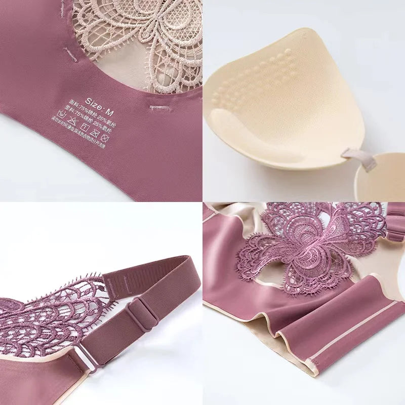 Sexy butterfly back seamless sports bra, no steel ring, shockproof, comfortable, gathering, large size.