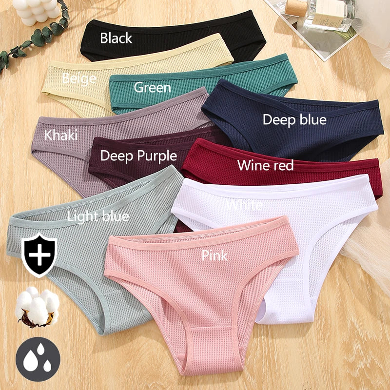 3Pcs Waffle Cotton Panties – Soft, Comfortable Low-Rise Briefs