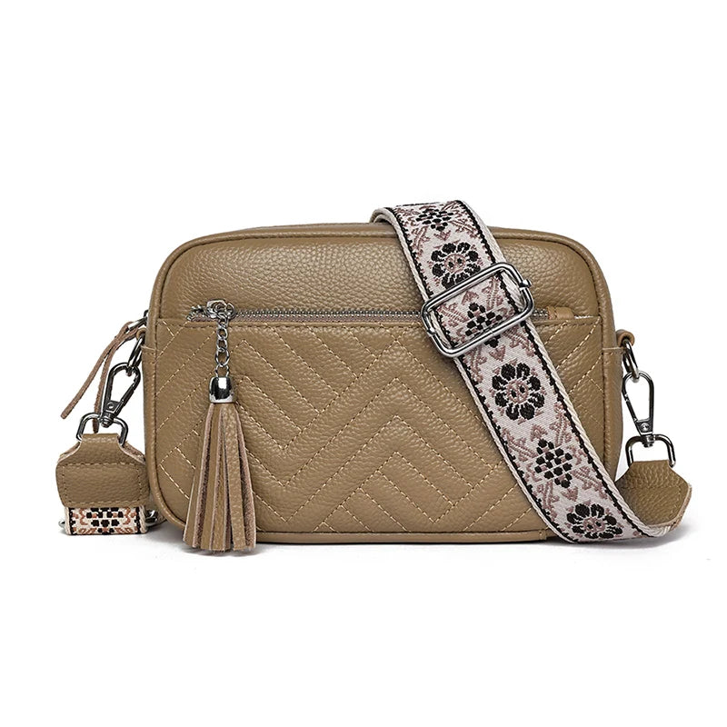 Luxury Designer Genuine Leather Women’s Small Handbag, Tassels, Cowhide Crossbody, Shoulder Bag