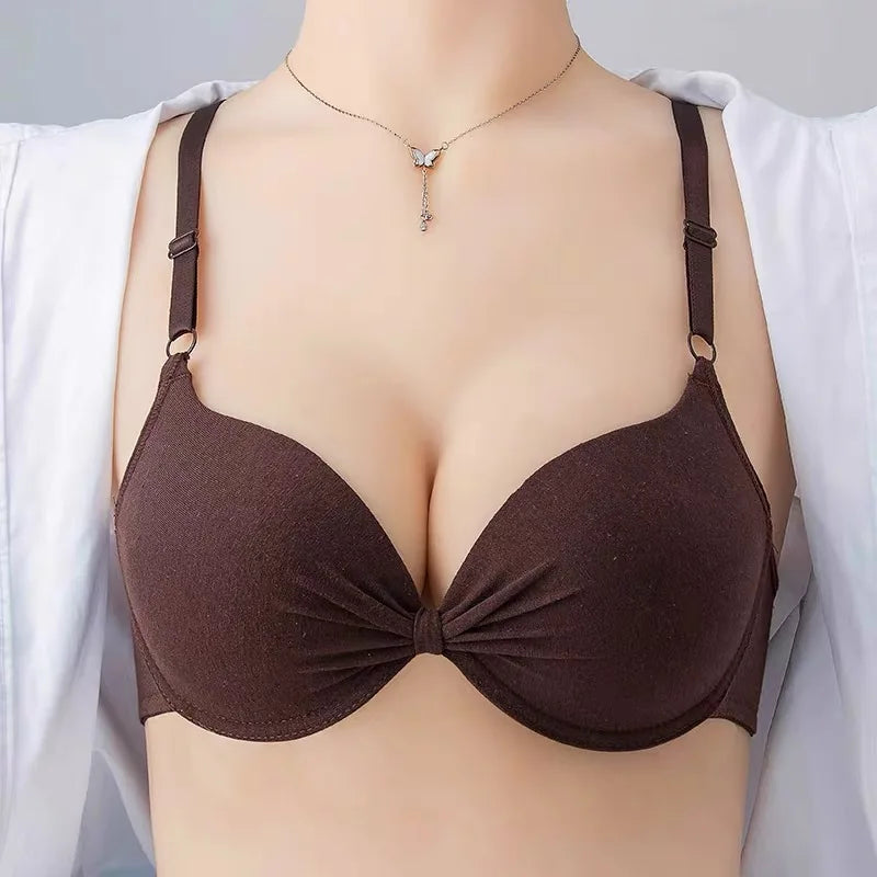 Sexy Cotton Push-Up Bra – Deep V, Underwire, & Flattering Fit!