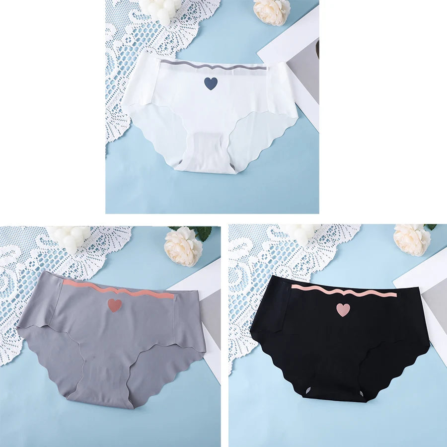 3PCS Set Sexy Ice Silk Mid-Waist Seamless Briefs