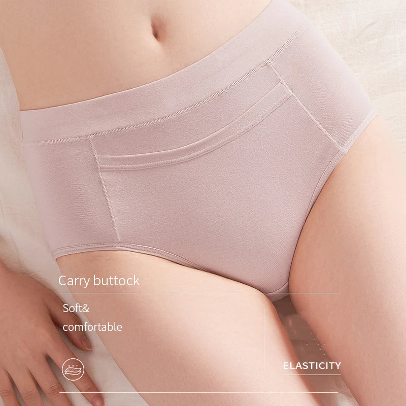 4Pcs Women's Leak-Proof Menstrual Panties – High-Waist Cotton Period Briefs