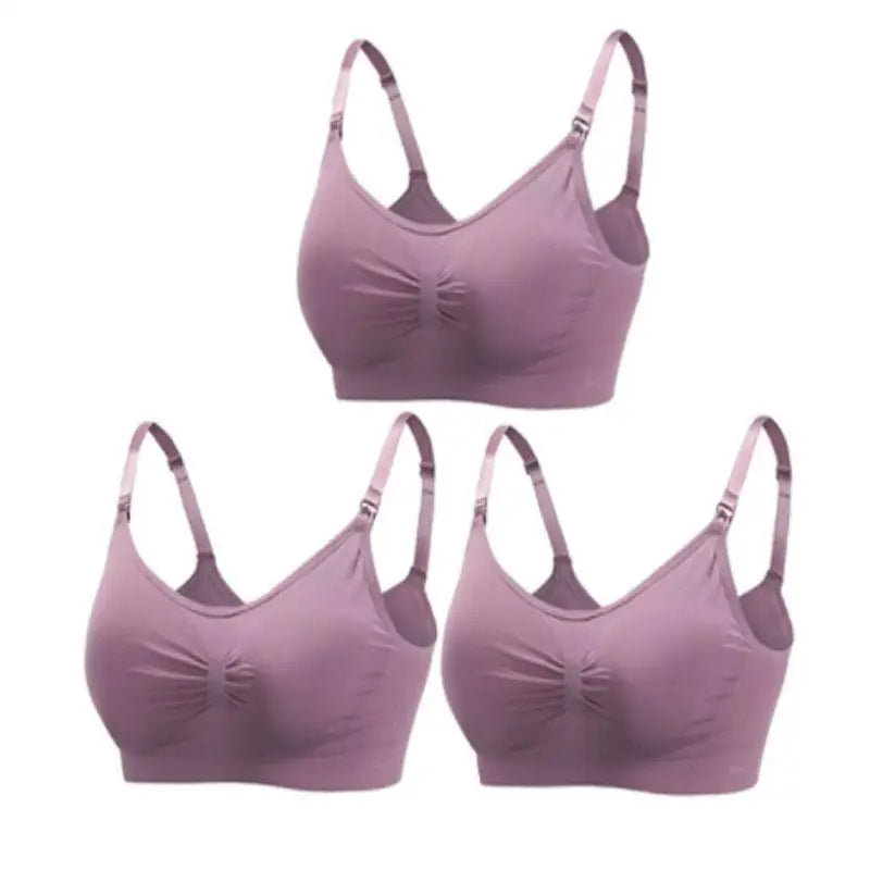 3pcs Maternity Nursing Bras – Seamless, Breathable, Cotton, Push-Up