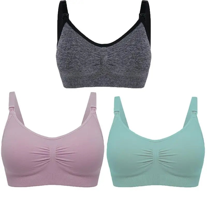 3pcs Maternity Nursing Bras – Seamless, Breathable, Cotton, Push-Up