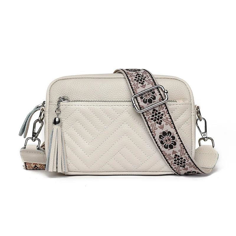 Luxury Designer Genuine Leather Women’s Small Handbag, Tassels, Cowhide Crossbody, Shoulder Bag