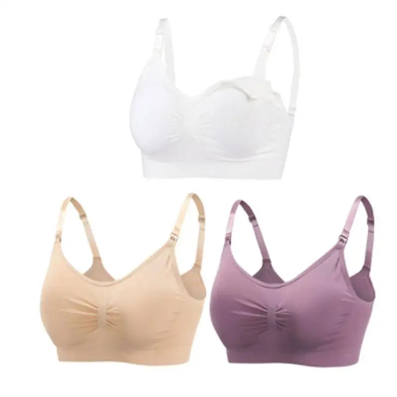 3pcs Maternity Nursing Bras – Seamless, Breathable, Cotton, Push-Up