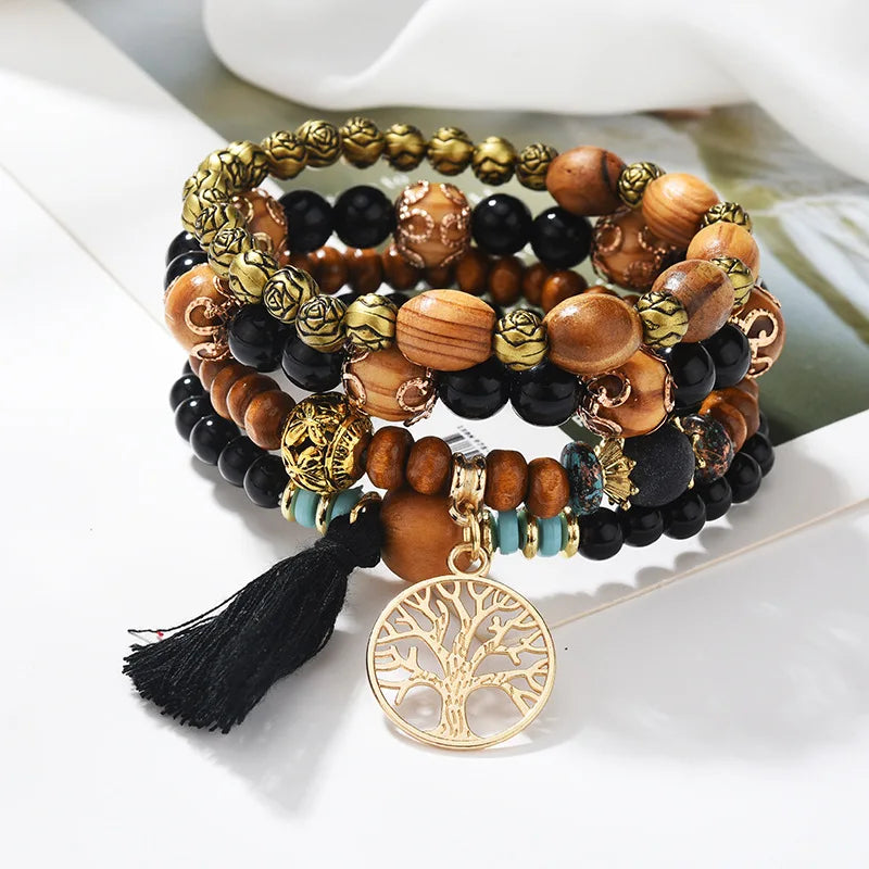 4pcs Bohemian Tree of Life Bracelet Set