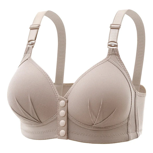 New Large Size Front Buckle Sexy Push-Up Bra for Women, Adjustable Thin Cup, Breathable & Comfortable, Middle-Aged Mom Underwear.