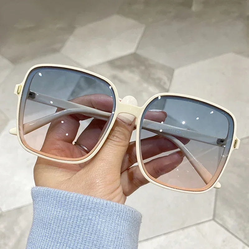 Oversized Gradient Square Sunglasses – Black, Trendy & Transparent
