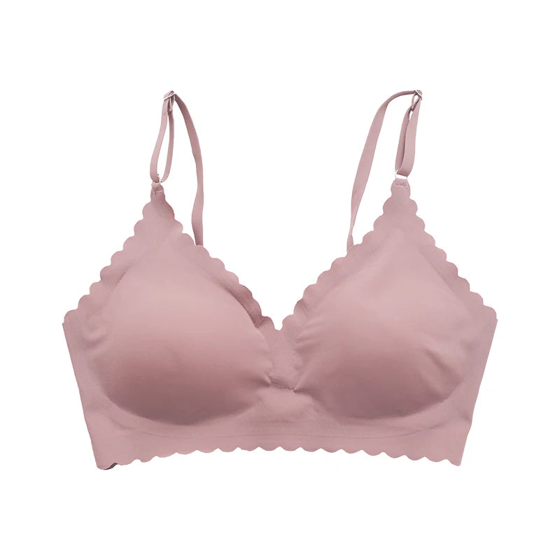 Seamless Wire-Free Padded Bra – 9 Colors, Wavy Edge, Invisible Yoga Wear