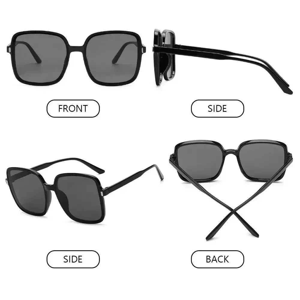 Retro Oversized Square Sunglasses – Vintage Gradient, Clear Lens, Chic Summer Style