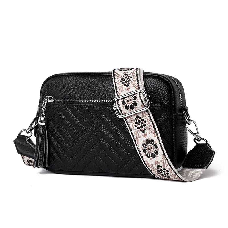 Luxury Designer Genuine Leather Women’s Small Handbag, Tassels, Cowhide Crossbody, Shoulder Bag