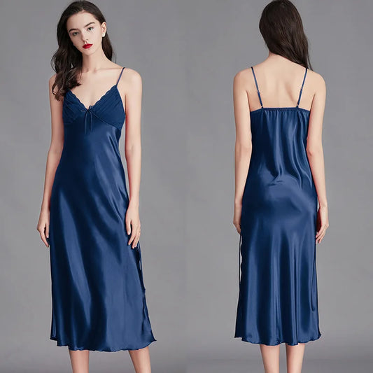 Sexy Satin Silk Nightgown – Sleeveless, Elegant Chemise Slip Dress for Women!
