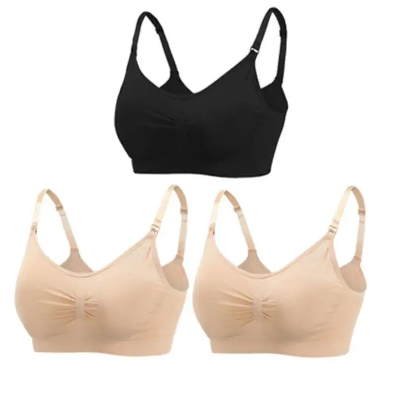 3pcs Maternity Nursing Bras – Seamless, Breathable, Cotton, Push-Up