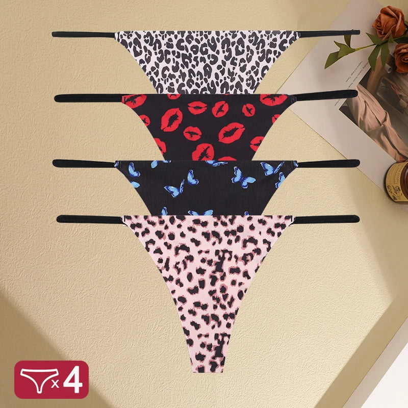 4PCS Seamless Thong Women’s Sexy Low Waist T-back Panties, Comfortable and Flexible.