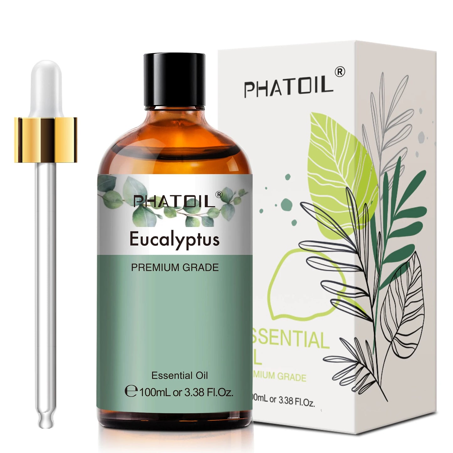 PHATOIL 100ml Aroma Oils – Eucalyptus, Lavender, Vanilla, Jasmine, Lemon, Bergamot for Diffuser & Candle Making