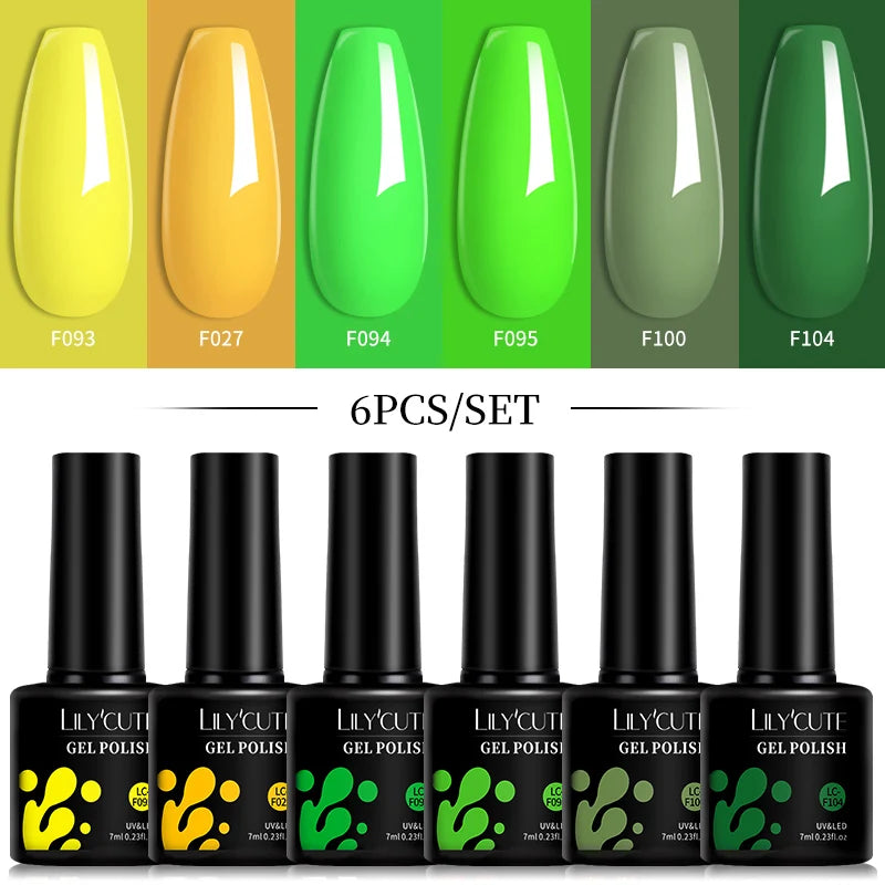 6pcs Bright Pink Gel Nail Polish Set – 7ml, UV/LED Soak Off