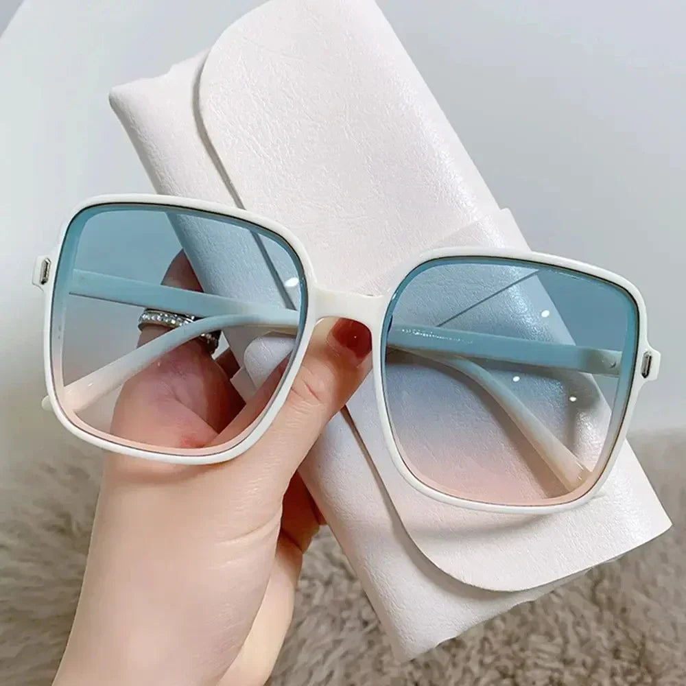 Retro Oversized Square Sunglasses – Vintage Gradient, Clear Lens, Chic Summer Style