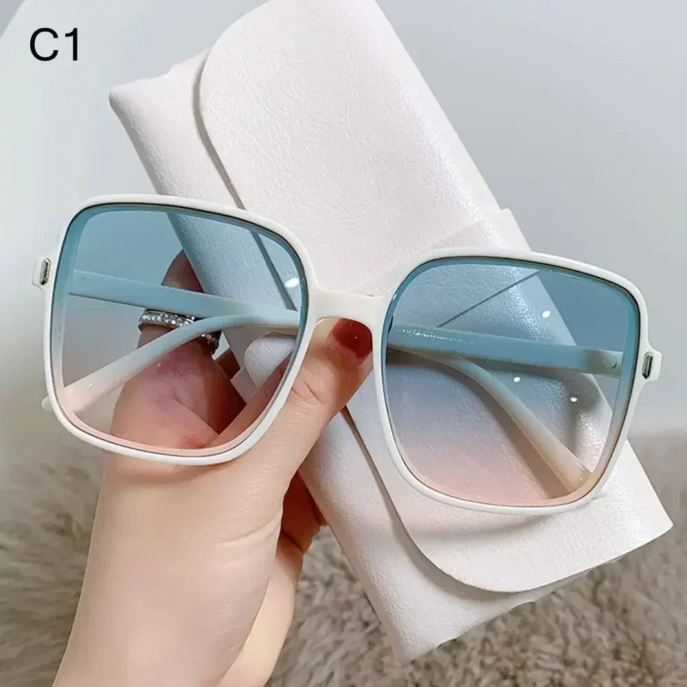 Retro Oversized Square Sunglasses – Vintage Gradient, Clear Lens, Chic Summer Style