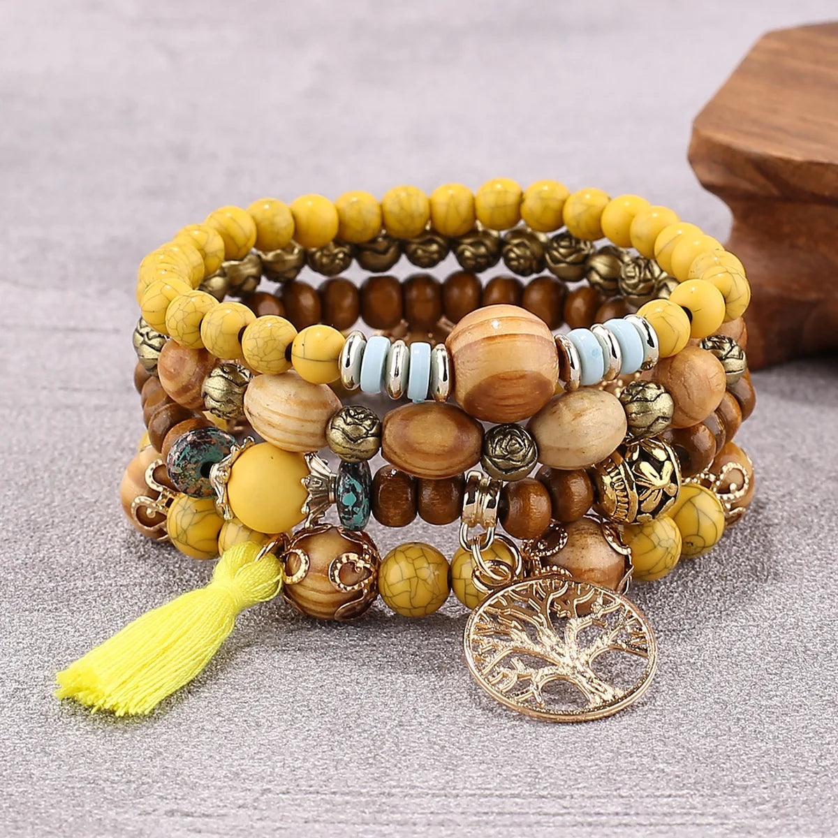 4pcs Bohemian Tree of Life Bracelet Set
