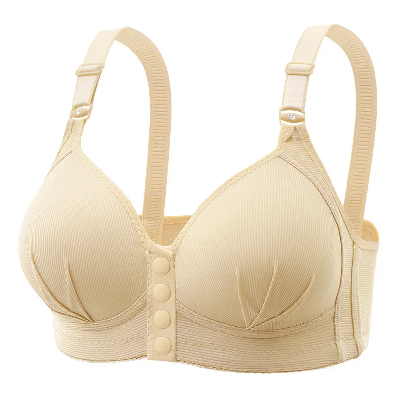 New Large Size Front Buckle Sexy Push-Up Bra for Women, Adjustable Thin Cup, Breathable & Comfortable, Middle-Aged Mom Underwear.