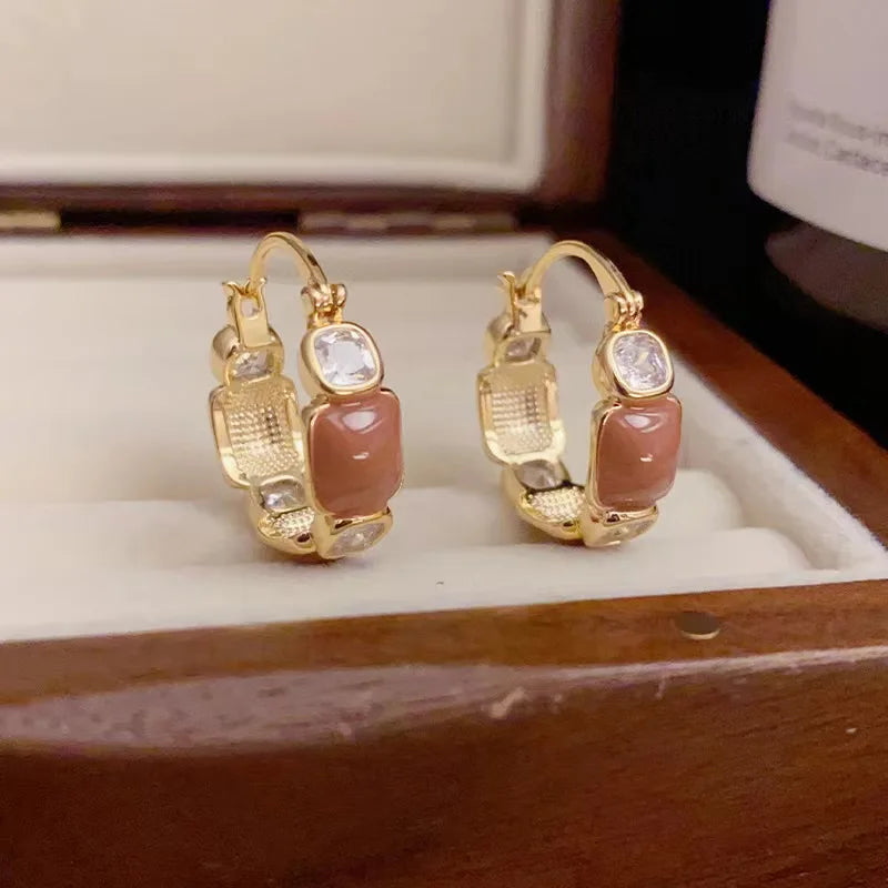 Shiny Zircon Circle Earrings