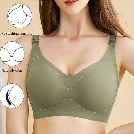 Ultra-Thin Laser-Cut Nursing Bra – Removable Pads, Plus Size, Push-Up for Maternity!