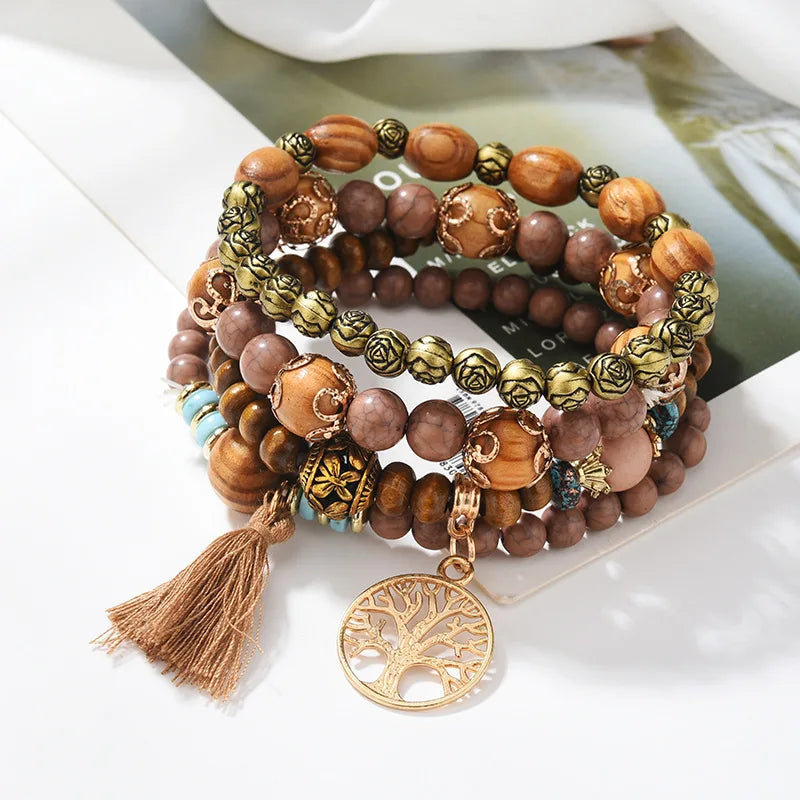4pcs Bohemian Tree of Life Bracelet Set