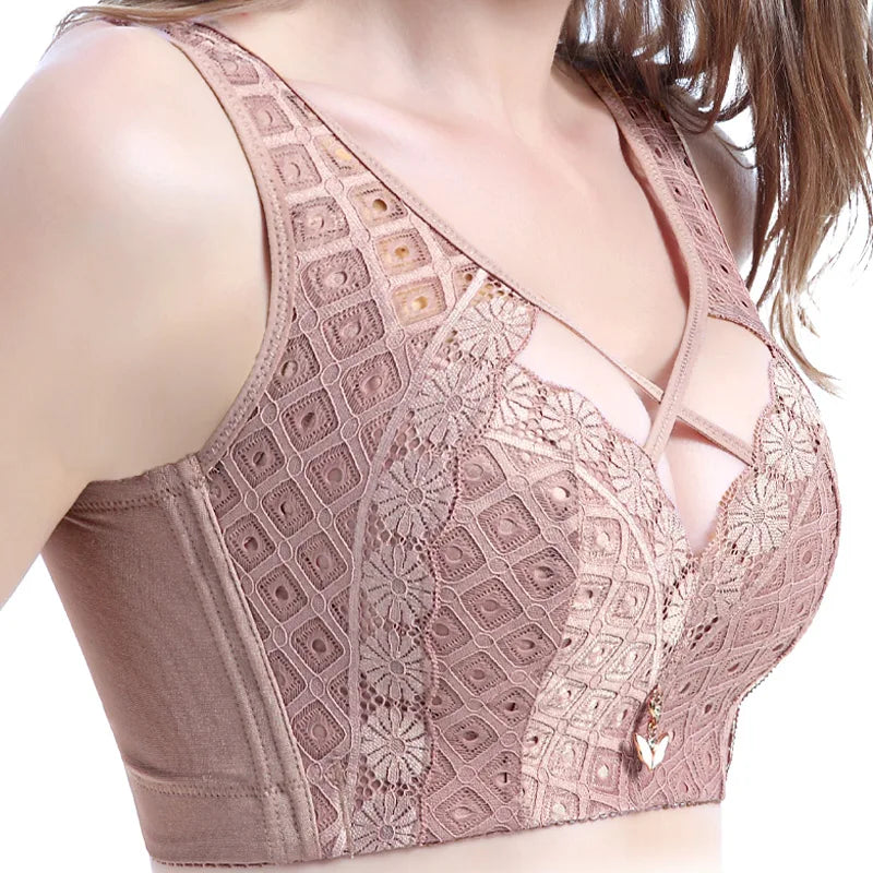 Lace Wireless Push-Up Bra – Hollow Out, Sexy Lingerie for Plus Size Women (C-D-E Cup)!