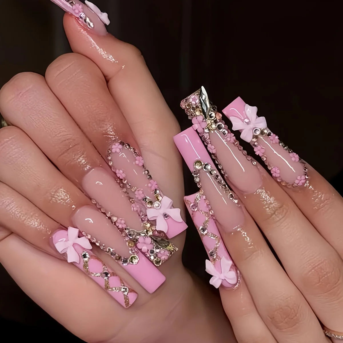500PCS 3D Nail Art Kit – Resin Bows, Flat Back Pearls, and Assorted Shapes for DIY Craft