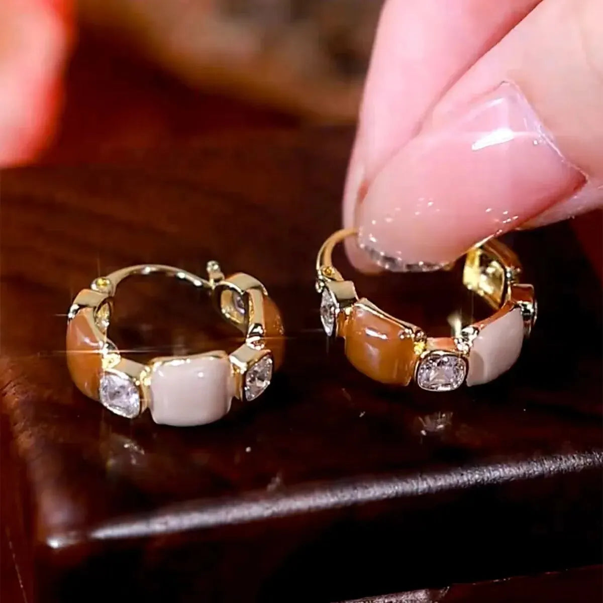 Shiny Zircon Circle Earrings