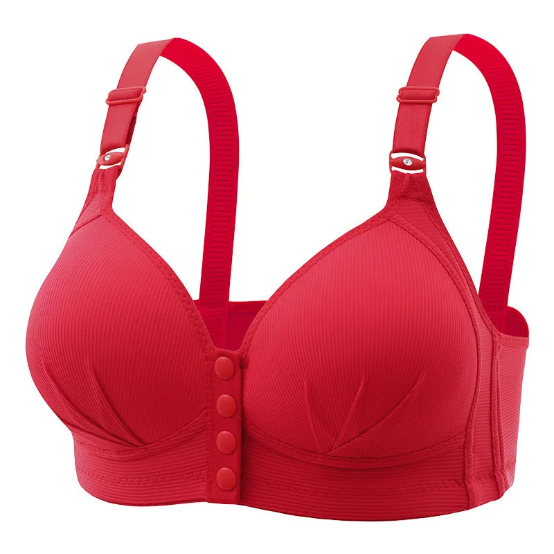 New Large Size Front Buckle Sexy Push-Up Bra for Women, Adjustable Thin Cup, Breathable & Comfortable, Middle-Aged Mom Underwear.