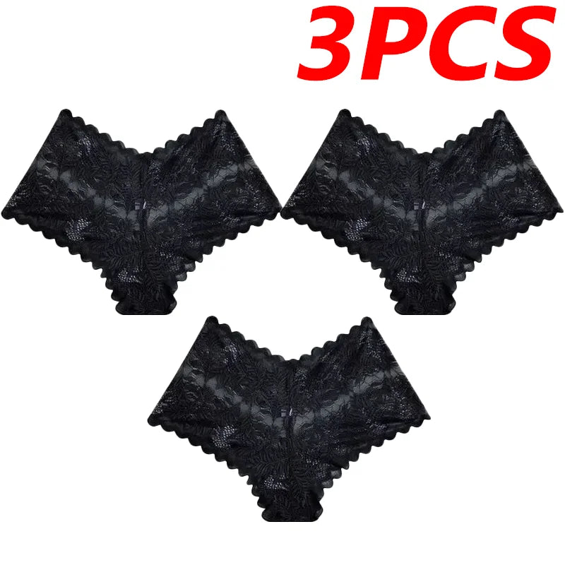 3Pcs Sexy Mesh Lingerie – Breathable Lace French Knickers