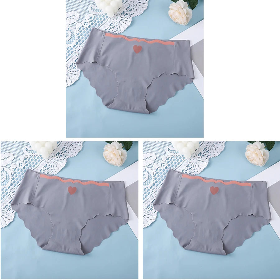 3PCS Set Sexy Ice Silk Mid-Waist Seamless Briefs