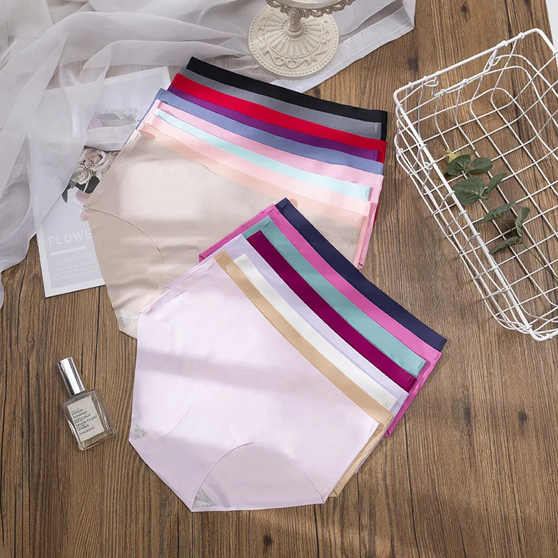 Plus Size Women's Ice Silk Underwear – Seamless, Breathable, Sexy Briefs