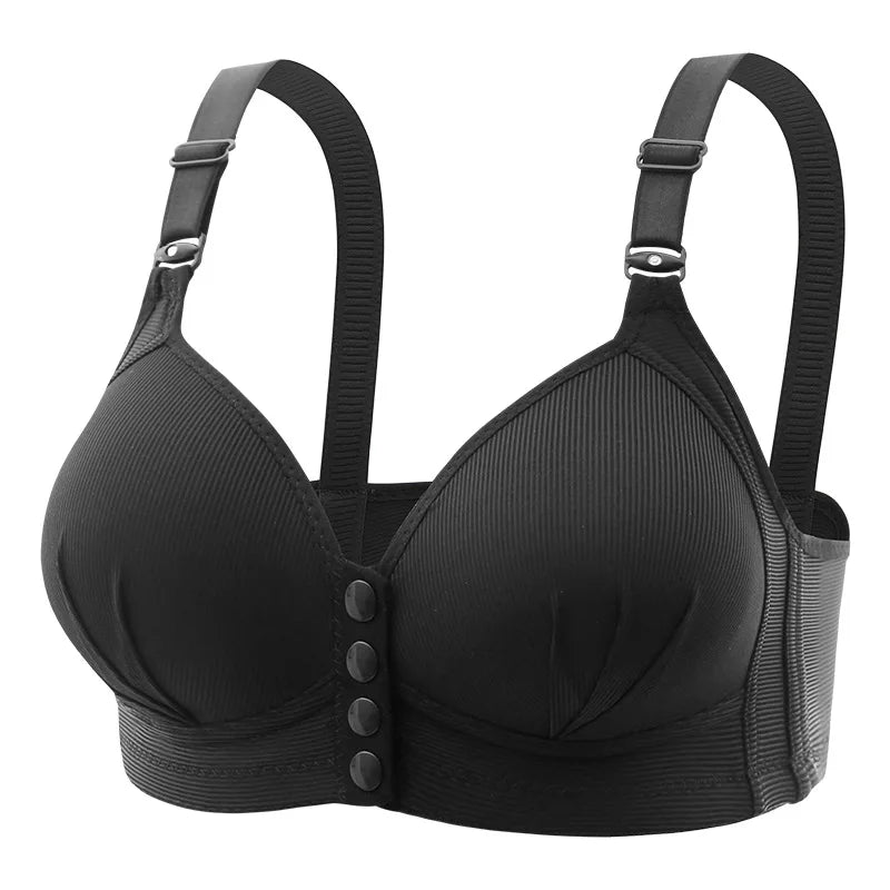 New Large Size Front Buckle Sexy Push-Up Bra for Women, Adjustable Thin Cup, Breathable & Comfortable, Middle-Aged Mom Underwear.