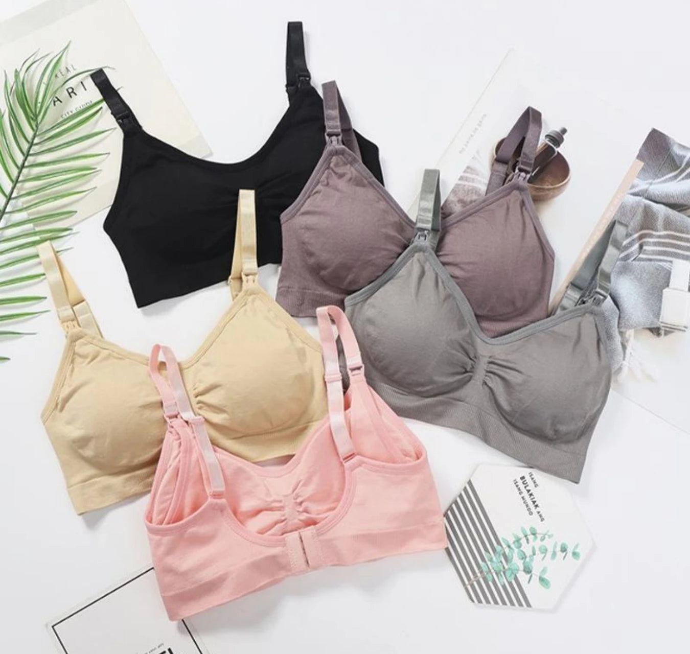 3pcs Maternity Nursing Bras – Seamless, Breathable, Cotton, Push-Up