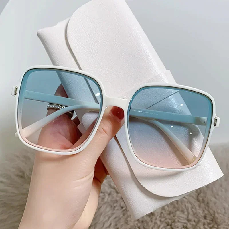 Oversized Gradient Square Sunglasses – Black, Trendy & Transparent