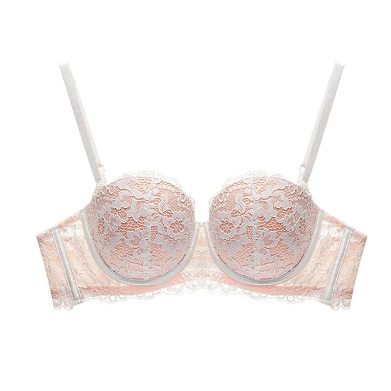 Sexy Lace 1/2 Cup Bra– Push-Up, Underwire, Floral Design, Comfortable Intimates!