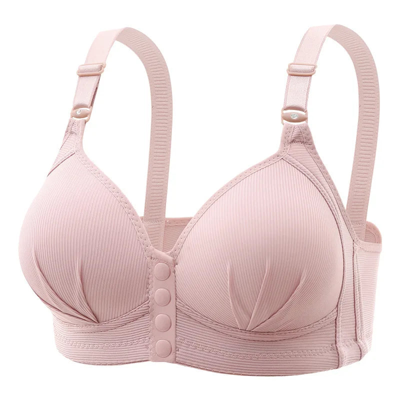 New Large Size Front Buckle Sexy Push-Up Bra for Women, Adjustable Thin Cup, Breathable & Comfortable, Middle-Aged Mom Underwear.